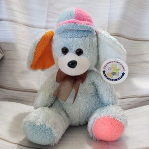 Vintage Puli Silky Mouse Plush 10" Stuffed Animal Baby Blue Neon Colorblock NOS